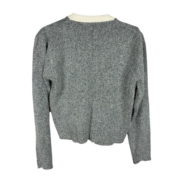 Vintage 70s Mohair Angora Blend Long Sleeve Preppy V Neck Button Front Cardigan - Picture 2 of 5